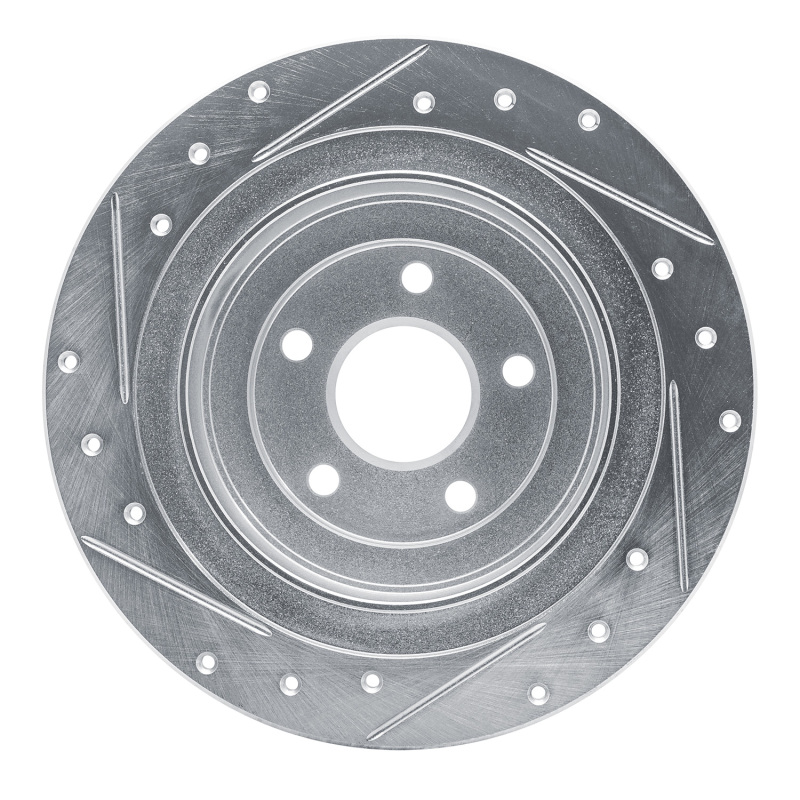 Subaru Legacy Brake Rotor (1) - Rear Right - R1 Concepts - Drilled & Slotted - Silver - `00-`06